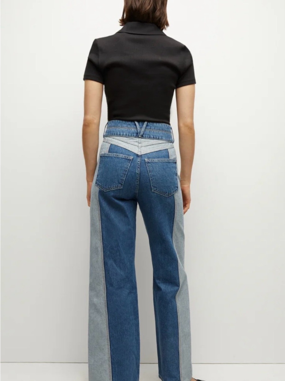 Veronica Beard Taylor Two-Tone Wide Leg Jean - Picture 2 of 9
